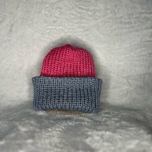 Kids Pink and Gray Knit Beanie